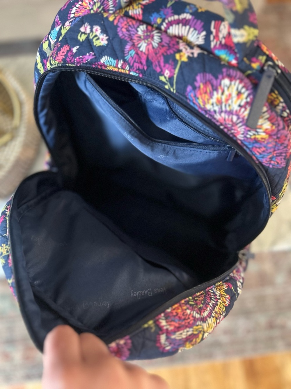 Vera Bradley Floral Quilted Backpack Travel School Bag - Picture 9 of 10